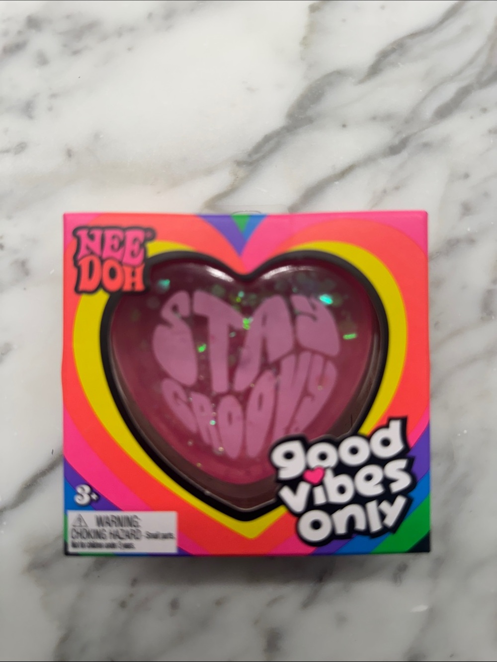 NeeDoh Heart 'Stay Groovy' Stress Ball - Pink NEW AUTHENTIC